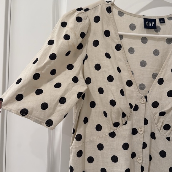 GAP Cream and Black Polka Dot Midi Dress - Picture 2 of 5